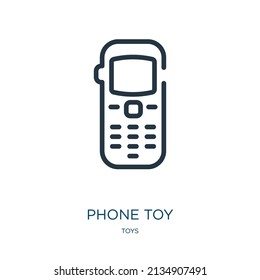 Handy Spielzeug dünne Linie Symbol. Spielzeug, Telefon-Linearsymbole aus dem Spielzeugkonzept isolierte Umrisszeichen. Vektorgrafik-Symbol-Element für Webdesign und Apps.