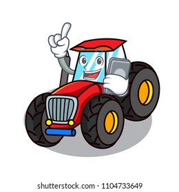 With phone tractor character cartoon style