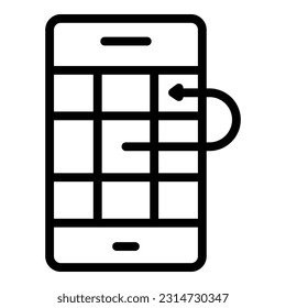 Vector de contorno de icono de trayectoria de teléfono. Avión de viaje. Distancia de viñeta