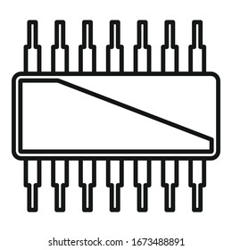 Icono de transistor telefónico. Icono vector del transistor de teléfono de esquema para diseño web aislado en fondo blanco