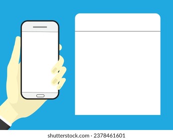 Phone with transparent blank screen for background. Vector illustration design