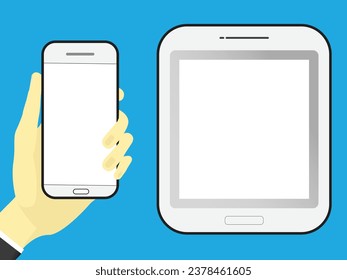 Phone with transparent blank screen for background. Vector illustration design