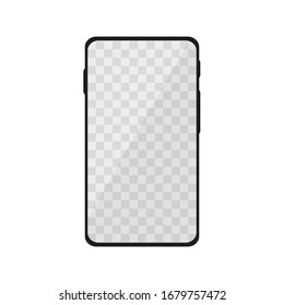 Phone with transparent screen. Flat mockup vector illustration. Isolated illustration white background