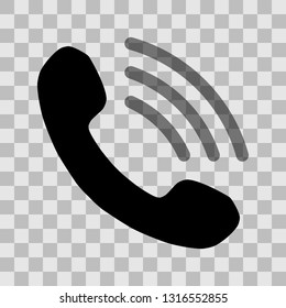 Phone with transparent waves symbol icon - black simple, isolated - vector illustration