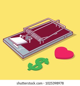 Phone Trap vector illustration. Social media dangers design concept