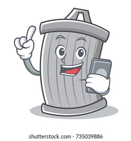 With phone trash character cartoon style