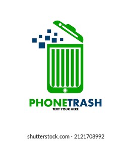 Phone trash vector logo template. This design use junk symbol. Suitable for technology.