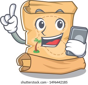 With phone treasure map in the character shape