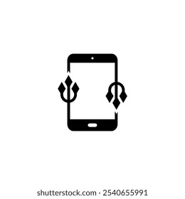 Telefon mit Dreizack-Liniensymbol. Lineares Design für mobiles Konzept und Webdesign.