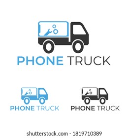 vector de logotipo de camión de teléfono | Diseño de logotipo creativo | Diseño de logotipo personalizado