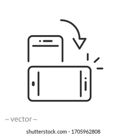 Phone Turn Or Tilt Icon, Horizontal Rotate Screen Of Mobile, Thin Line Web Symbol On White Background - Editable Stroke Vector Illustration Eps10