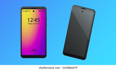 Teléfono con dos tipos de pantalla encendida y apagada