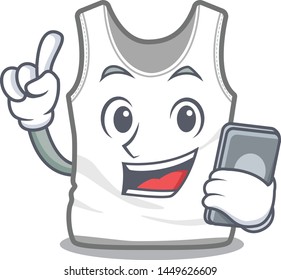 With phone undershirt in the a mascot shape