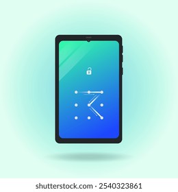 Phone with unlock pattern password vector illustration 
