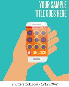 Phone unlocking pattern vector template