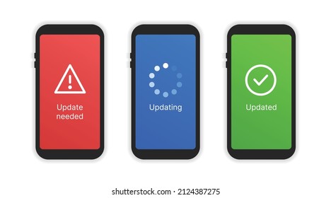 Phone Update Icon Set. System Software Update And Upgrade Concept.