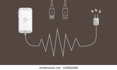 phone and USB Phone Charger vector wallpaper background.