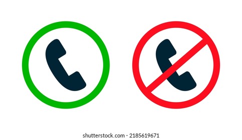 Telefonische Nutzung Erlaubt und Telefon Verwendung Verbotene Symbol Set. Telefonische Nutzungsbestimmungen. Vektorgrafik.