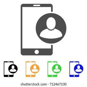 Phone User Profile icon. Vector illustration style is a flat iconic phone user profile symbol with black, grey, green, blue, yellow color variants. Designed for web and software interfaces.