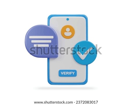 phone with user verified icon 3d rendering