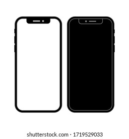 phone vector with blank white, black and silver screen isolated on white background. 	