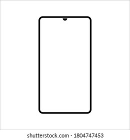 vector de teléfono con pantalla blanca en blanco aislada en fondo blanco.