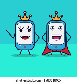 phone vector character cartoon design illustration. funny and cute expression