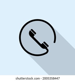 Phone vector design, flat illustration design of phone, Phone icon suitable used for application, website, application, business, and etc, Phone icon isolated with black circle, blue background and lo