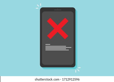 Phone vector with fail icon on screen