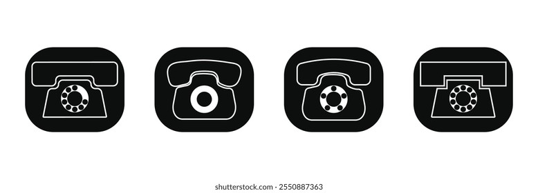 Phone vector icon. Call symbol. Old classic telephone set isolated on white background. Old phone icon. EPS 10.
