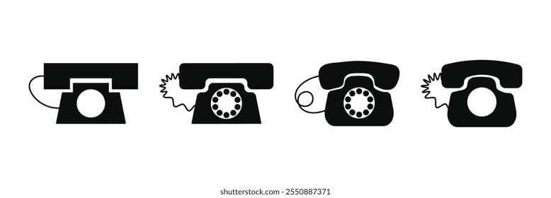 Icono de Vector del teléfono. Símbolo de llamada. Conjunto de teléfono clásico antiguo aislado sobre fondo blanco. Icono de teléfono antiguo. EPS 10.