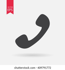 Phone vector icon. Contacts, call center sign isolated on white background. Flat design style
