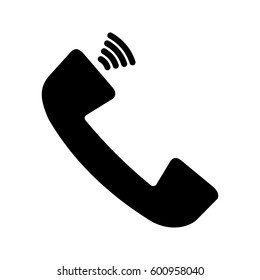 Phone vector icon. Contacts, call center sign isolated on white background. Flat design style