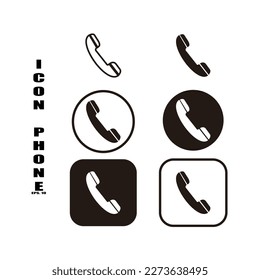 Icono de vector de teléfono. Conjunto de teléfono plano y colección de símbolos de color blanco negro eps.10