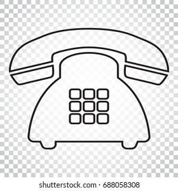 Phone vector icon in line style. Old vintage telephone symbol illustration. Simple business concept pictogram on isolated background.