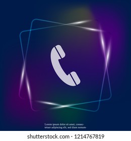 Phone vector icon on flat style. Handset neon light  Layers grouped for easy editing illustration. For your design.
