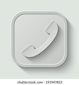 phone vector icon - paper button with shadow on light background