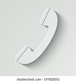 phone vector icon - paper illustration with shadow on light background