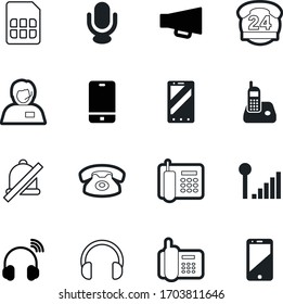 phone vector icon set such as: prohibited, receiver, entertainment, device, announce, antenna, handsfree, network, 24h, day, card, electronic, ear, style, cellular, center, sim, ringer, face, desk