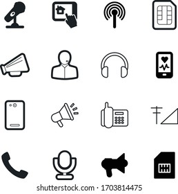 phone vector icon set such as: announce, back, handsfree, mic, megaphones, health, ip, stereo, advertising, spot, warning, helpline, earphone, shout, telemarketing, work, healthcare, station, dual