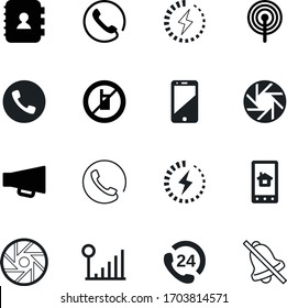 conjunto de iconos de vector de teléfono como: libro, inteligente, fuerte, sistema, día, onda, dirección, rojo, vuelta, torre, 24h, radio, redondo, parada, megáfono, fundición, punto, operador, estado, entrega, asistencia, alarma, datos