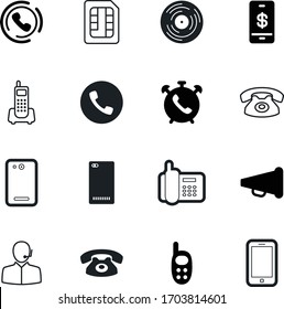 phone vector icon set such as: facade, shape, loudspeaker, pay, rock, cut, record, helpline, mega, fill, real, classic, element, melody, secretary, megaphone, ringing, plastic, shadow, analog, logo