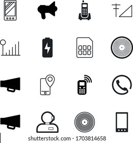 phone vector icon set such as: home, customer, operator, helpline, card, electric, image, ui, help, charger, man, template, microphone, ip, chip, company, bullhorn, gps, receiver, pin, interface