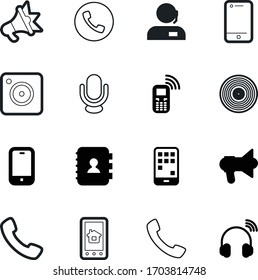 phone vector icon set such as: dj, speech, agent, photo, wireless, camera, notebook, control, disc, work, portable, helpline, system, computer, gsm, volume, broadcast, home, photography, hotline