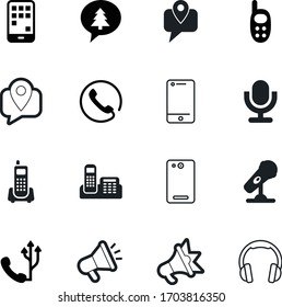 phone vector icon set such as: stage, karaoke, sms, shot, dialogue, stereo, retro, mic, ip, volume, website, customer, podcast, green, listen, wireless, hub, fill, shadow, silhouette, instrument