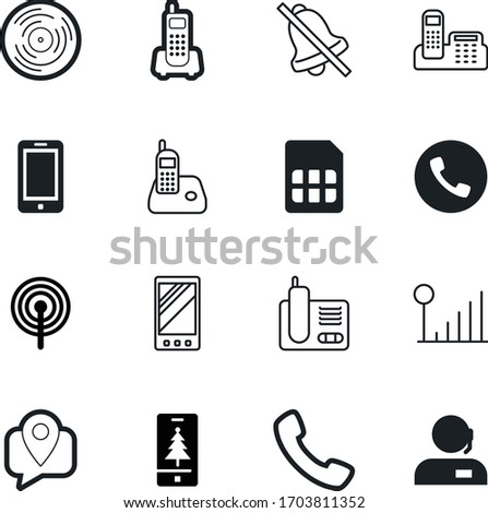 phone vector icon set such as: play, time, commerce, clean, sim, locator, off, telemarketing, christmas, microphone, dial, electronic, man, stereo, drawing, broadcasting, vintage, wave, tracker