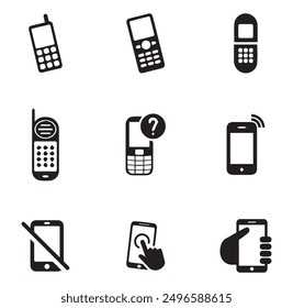 phone vector icon set. white and black background