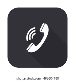 Phone vector icon - squared button  with long shadow