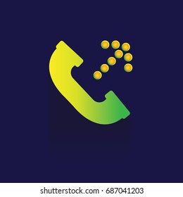 Phone Vector Icon. symbol Mobile Phone on blue background. logo
