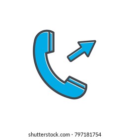 phone vector icon, telephone symbol, phone icon in trendy flat style, out going call 